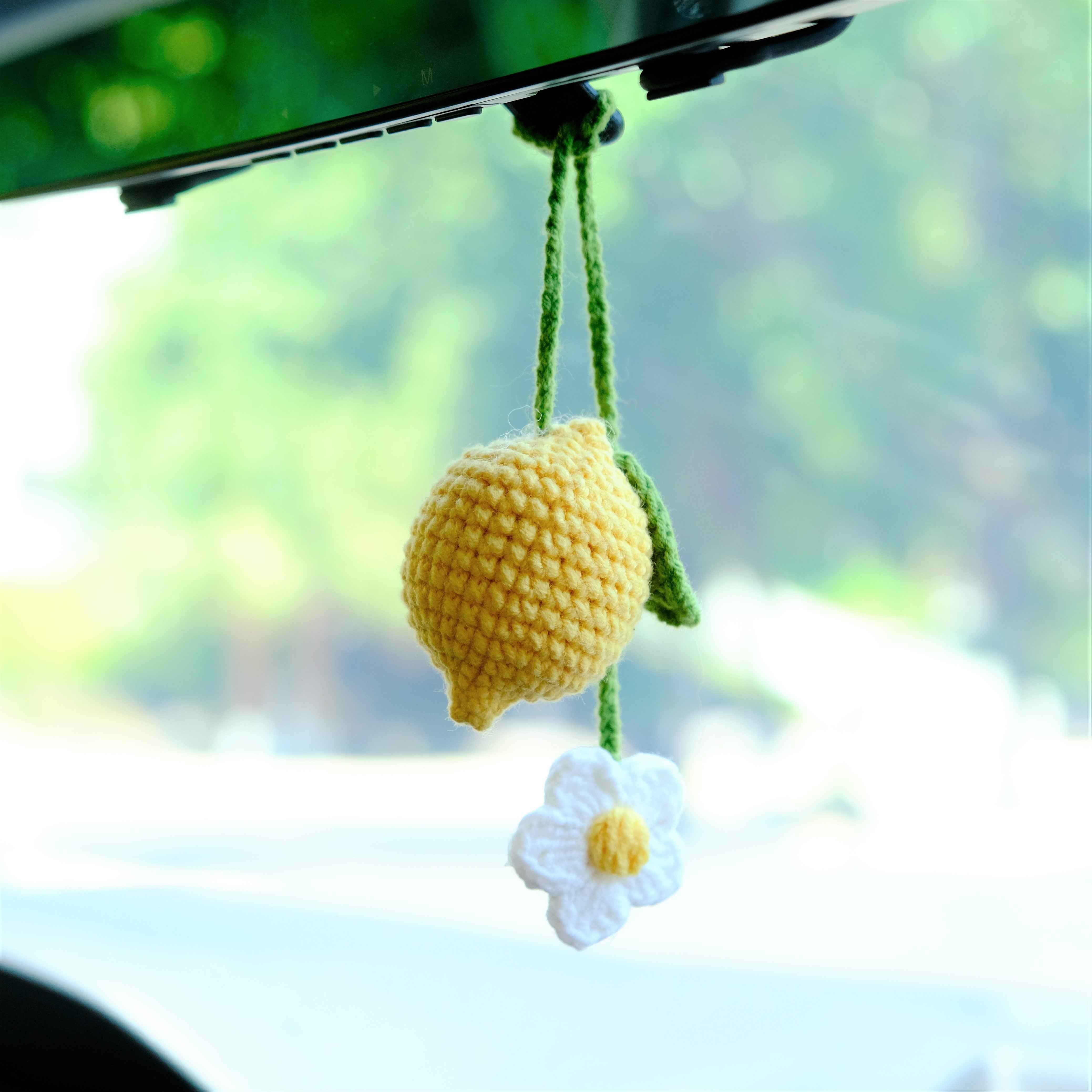 Crochet Lemon & Daisy Car Mirror Hanging Accessories