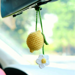 Crochet Lemon & Daisy Car Mirror Hanging Accessories
