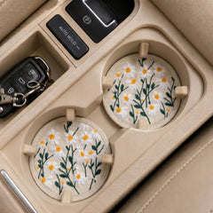 Embroidered Daisy Car Coasters - Set of 2 - image 4