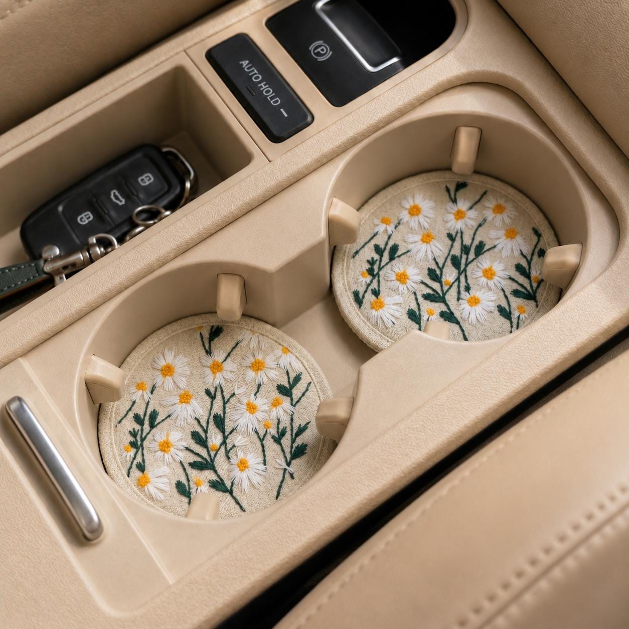Embroidered Daisy Car Coasters - Set of 2 - image 9
