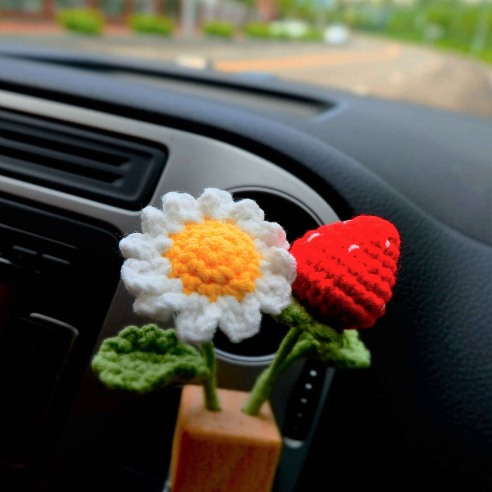 Handmade flower car vent clip diffuser bottle gift for her