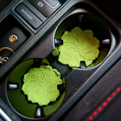 Set of 2 Crochet Maple Leaves Car Drink Coasters