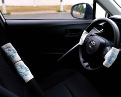 Crochet Daisy Steering Wheel Cover, Adjustable Steering Wheel Cover, Cute Interior Car Accessory for Women, Custom Steering Wheel Cover