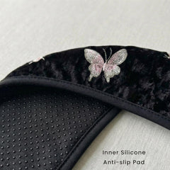 Velvet Butterfly Embroidery Steering Wheel Cover