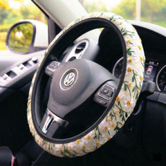 Hippie Flower Embroidery Steering Wheel Cover