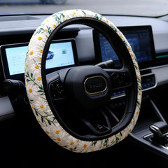 Hippie Flower Embroidery Steering Wheel Cover