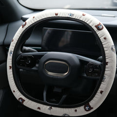Cat Embroidery Elastic Steering Wheel Cover