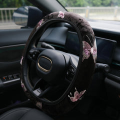 Velvet Butterfly Embroidery Steering Wheel Cover