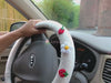 Crochet Strawberry& Daisy Steering Wheel Cover, Berber Fleece Boho Steering Wheel Cover with Grip, Car Interior Accessory for Women