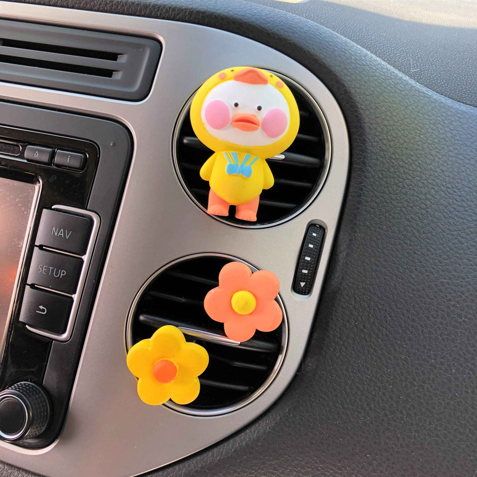 Duck and flower plaster car vent clip air freshener set