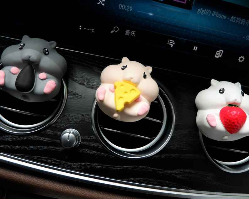 Hamster car vent clip air freshener with cute food-themed styles