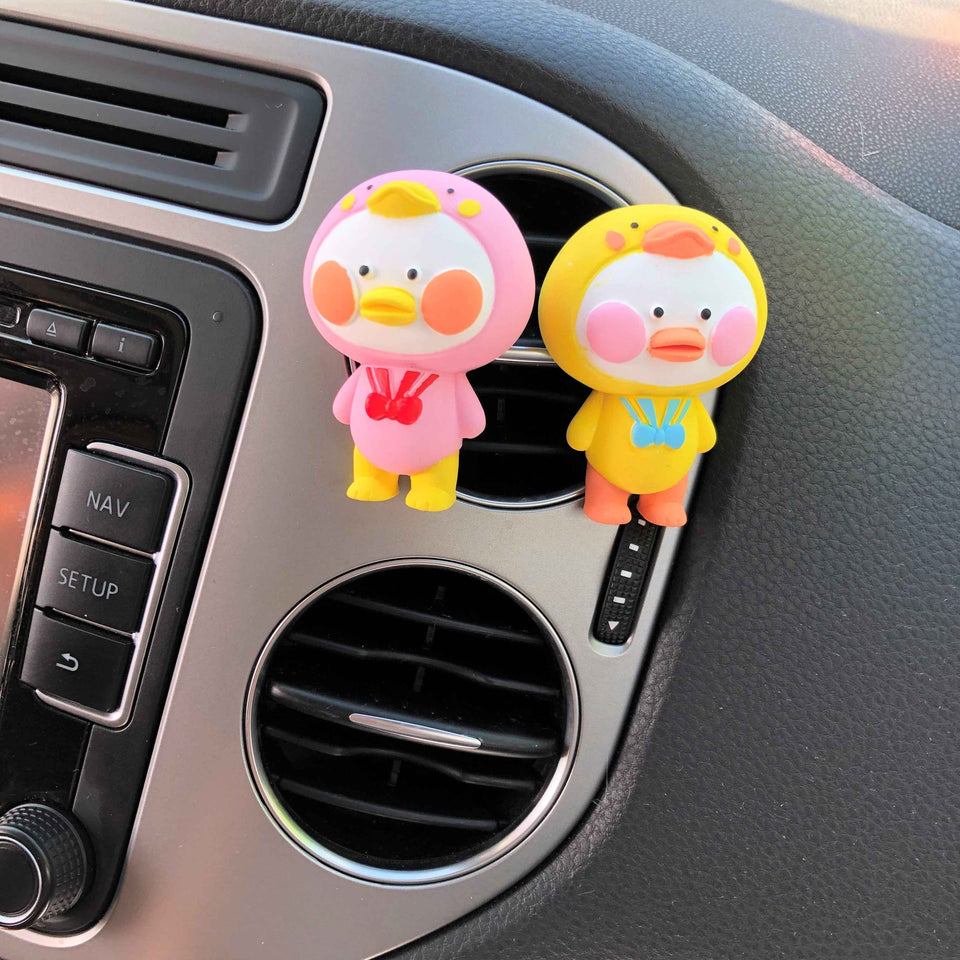Cute duck diffuser clip with flower details for car vents