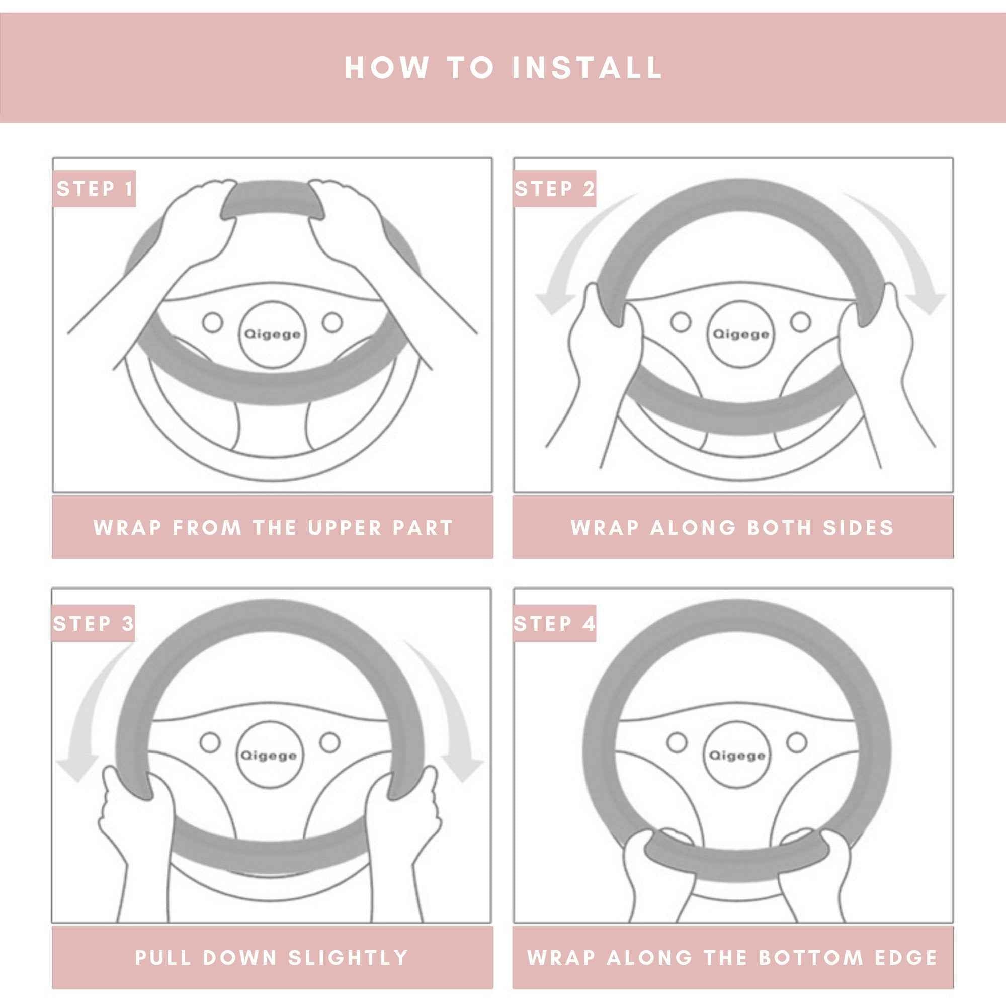 Embroidered Flowers Steering Wheel Cover