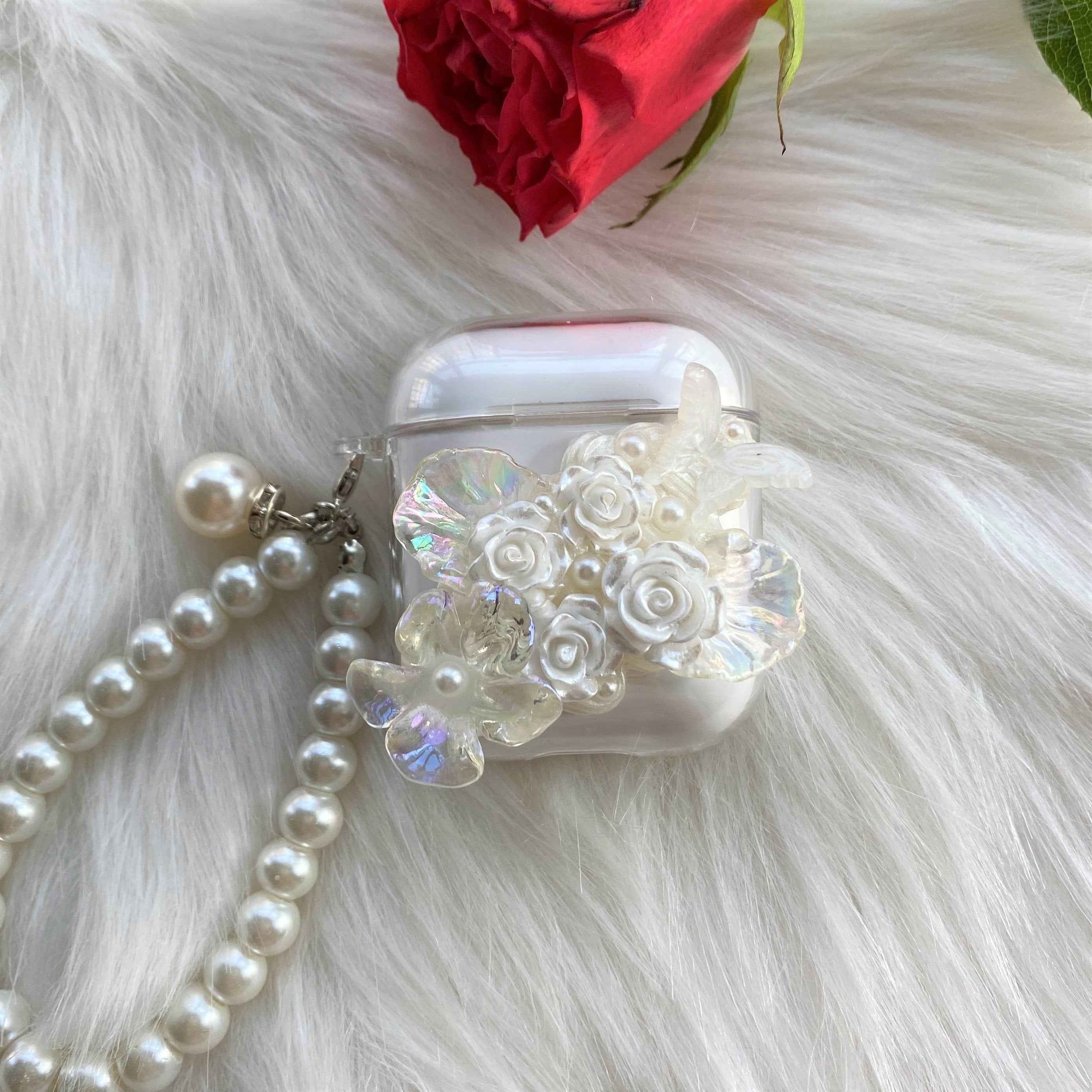 Decoden AirPods Case with Lanyard Roses & Pearls