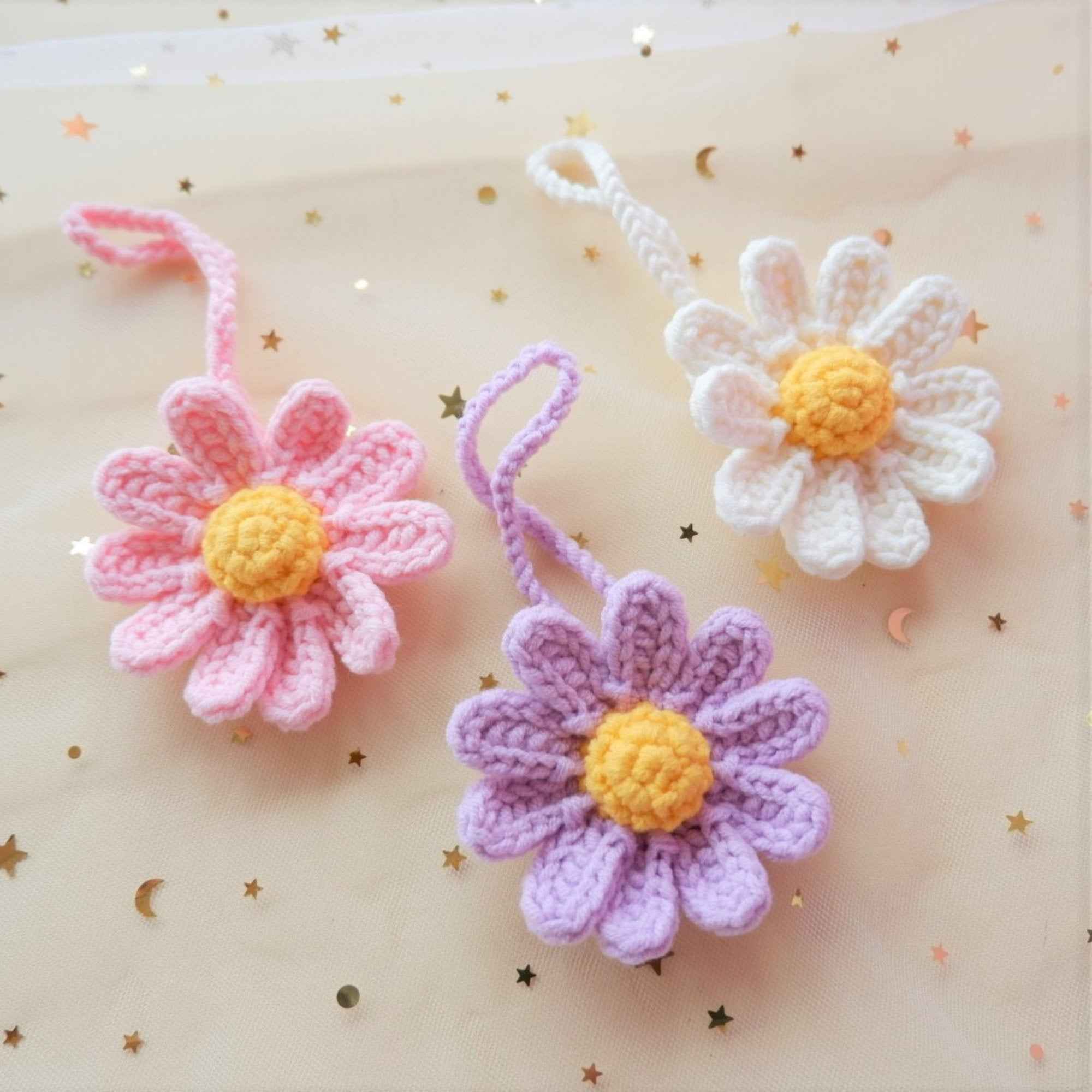 2Pcs Crochet Daisy Car Hanging Accessories