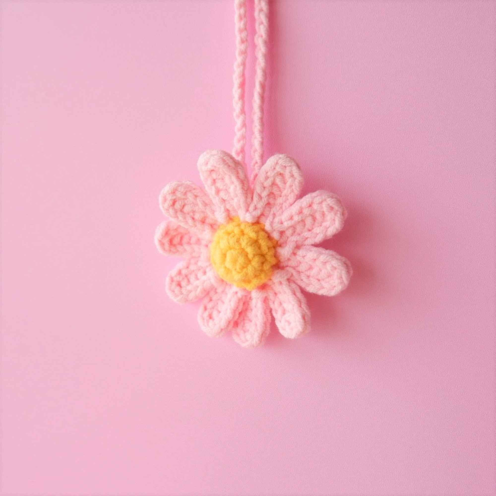 2Pcs Crochet Daisy Car Hanging Accessories