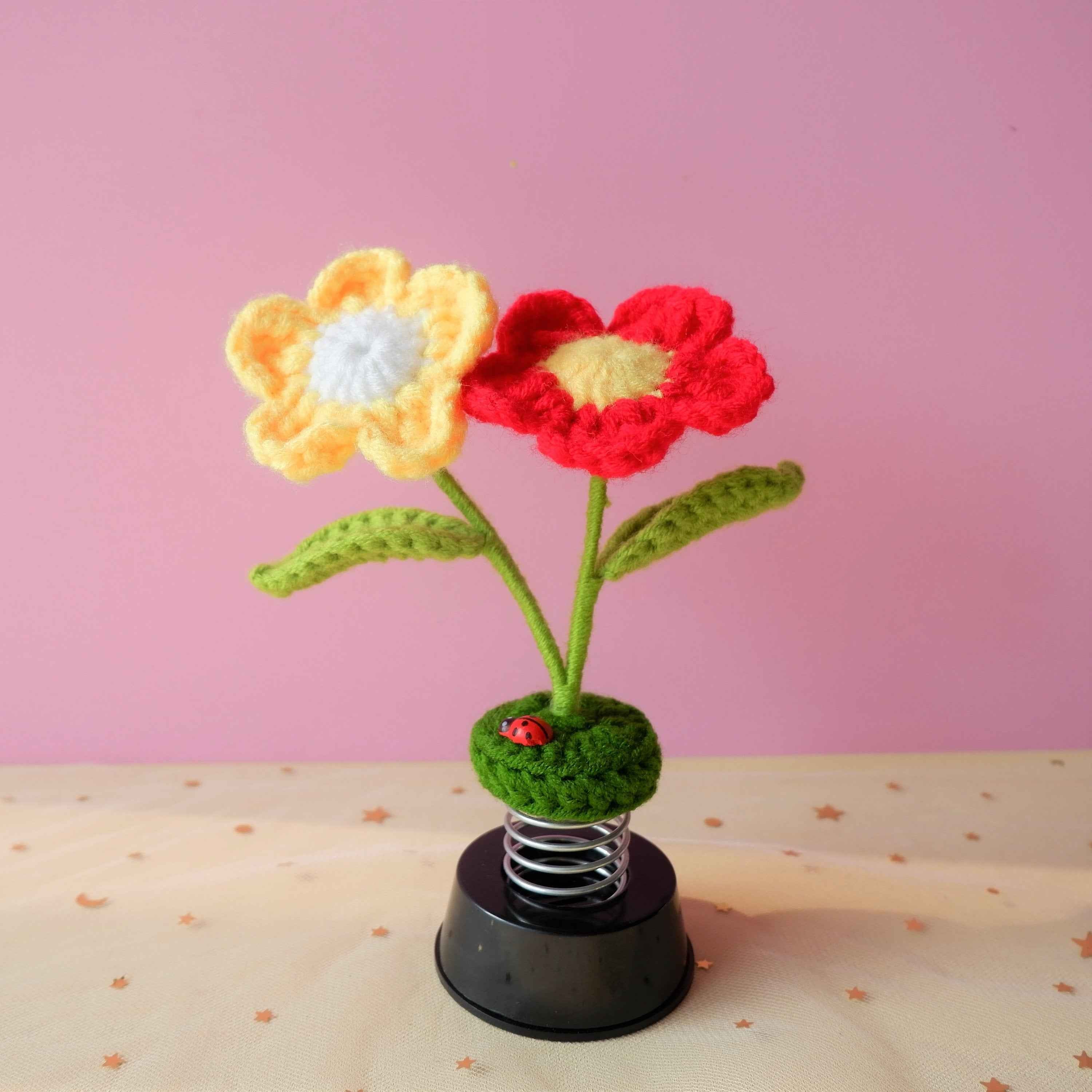 Crochet Car Dashboard Decor- Conjoined Little Flowers