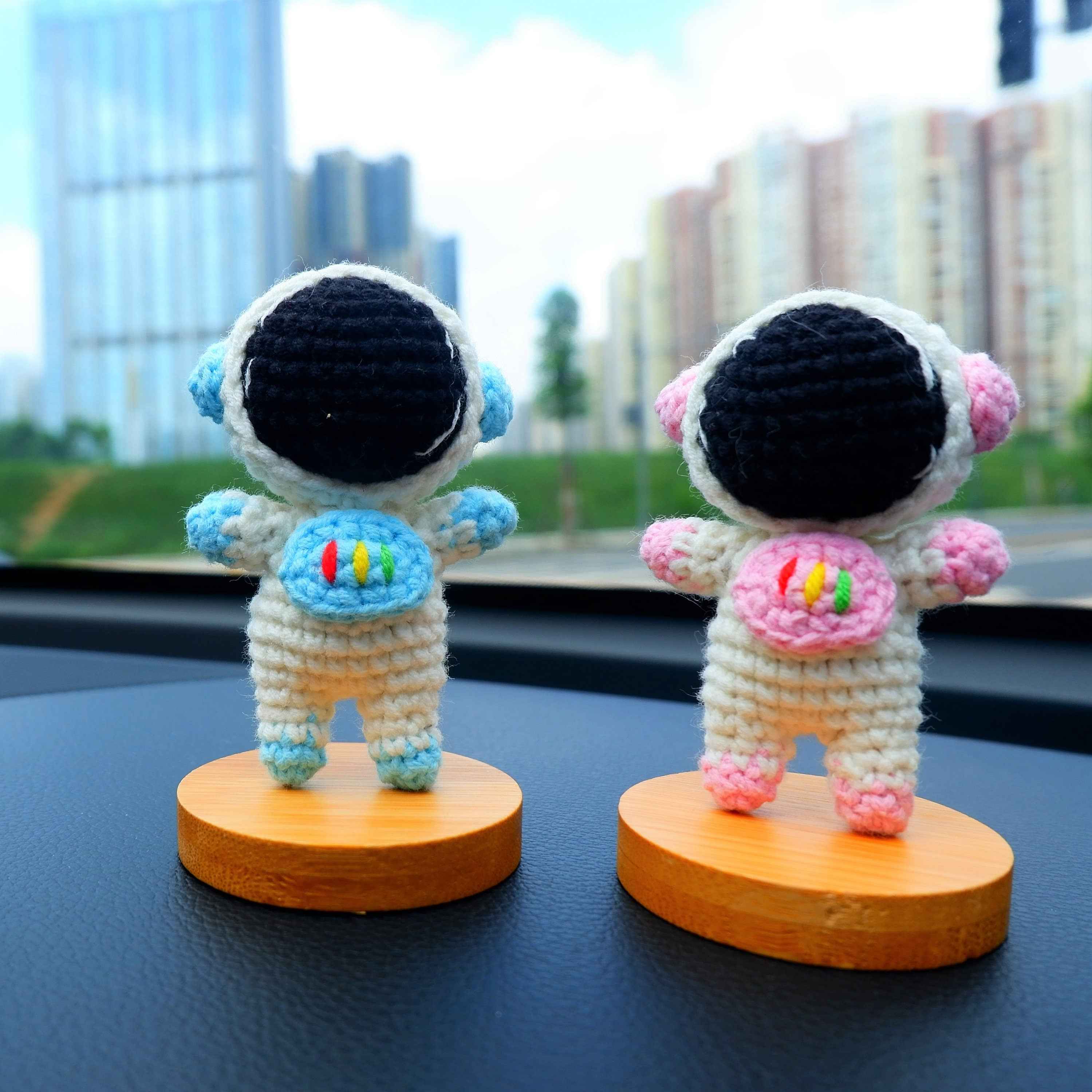 Crochet Car Dashboard Decor- Astronauts