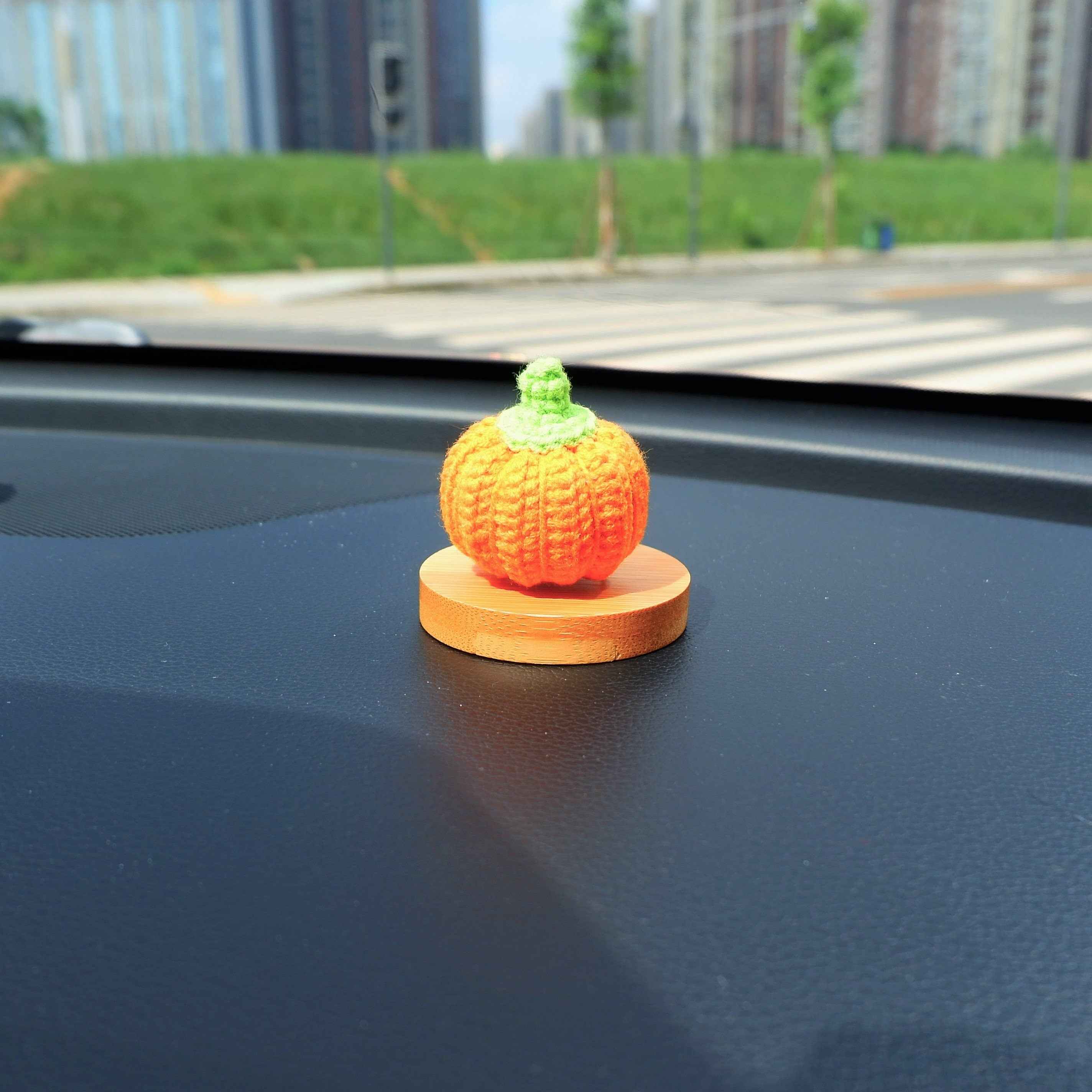 Crochet Car Dashboard Accessory- Mini Pumpkin