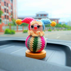 Crochet Car Dashboard Decor- Rainbow Clown Balloon