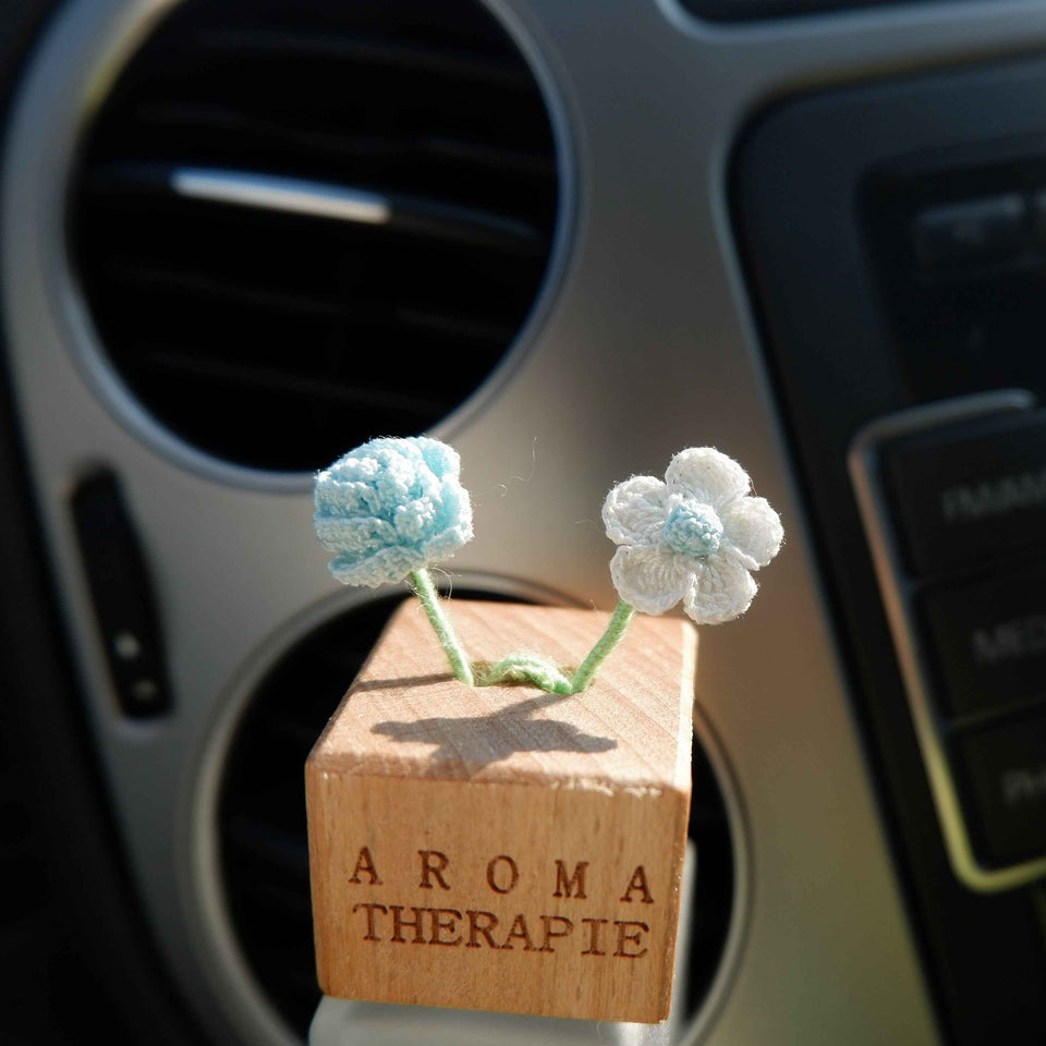 Micro crochet flower vent clip diffuser gift for car decor lovers