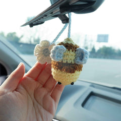 Car Mirror Hanging Accessory- Crochet Bee & Daisy