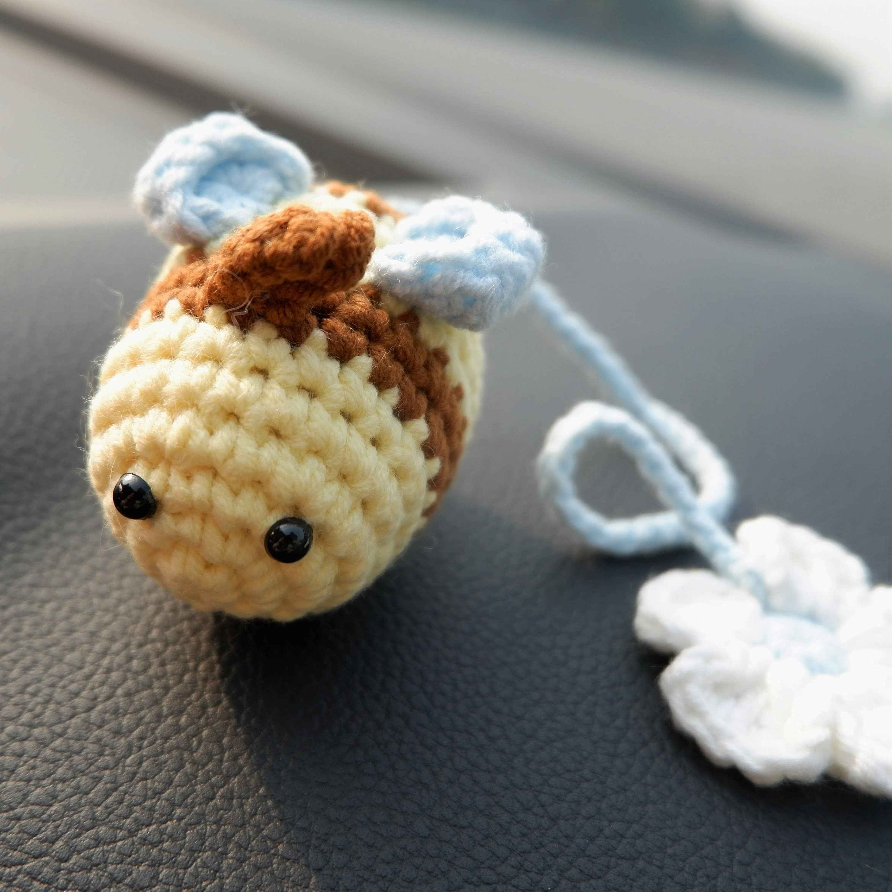 Car Mirror Hanging Accessory- Crochet Bee & Daisy