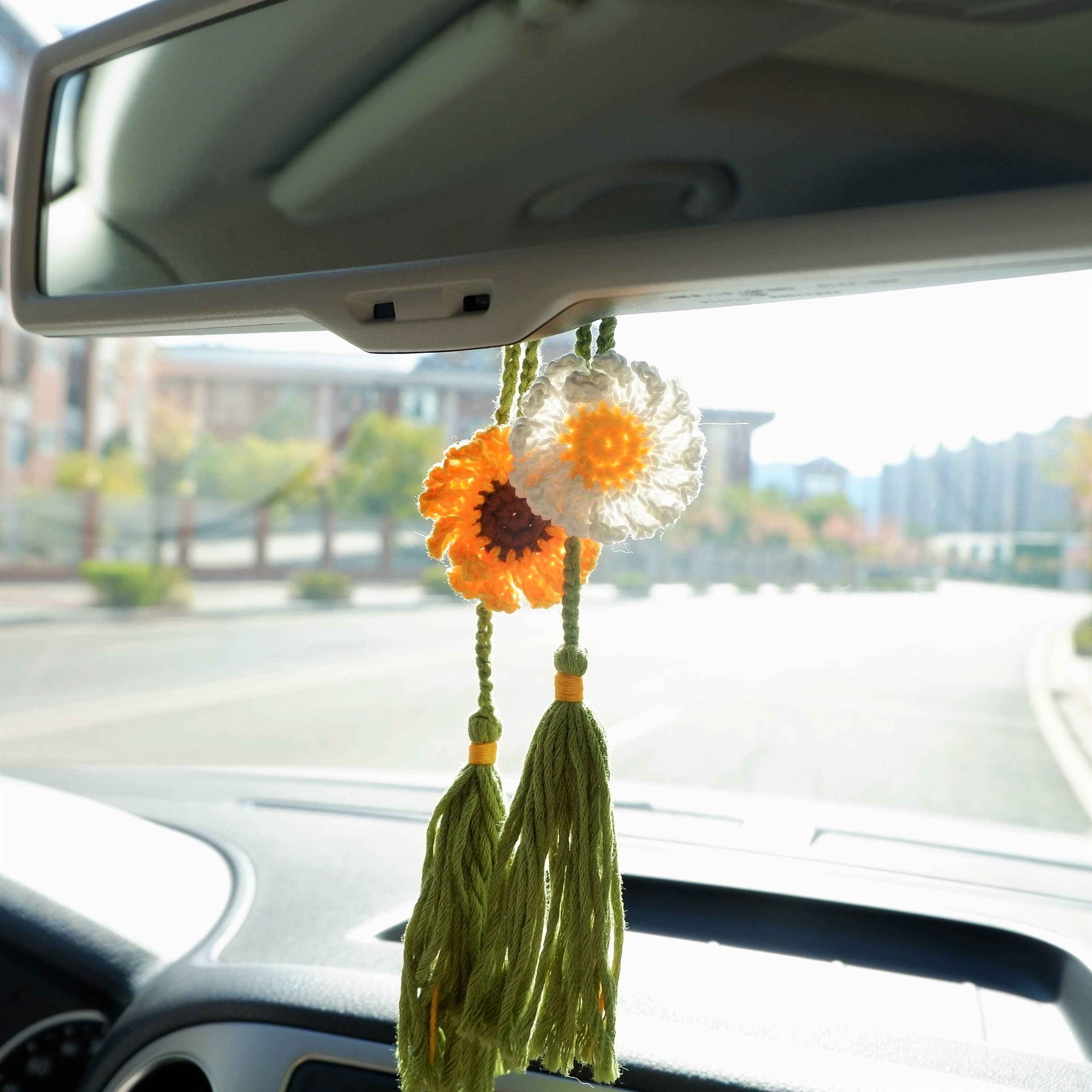 2Pcs Car Mirror Accessories with tassel