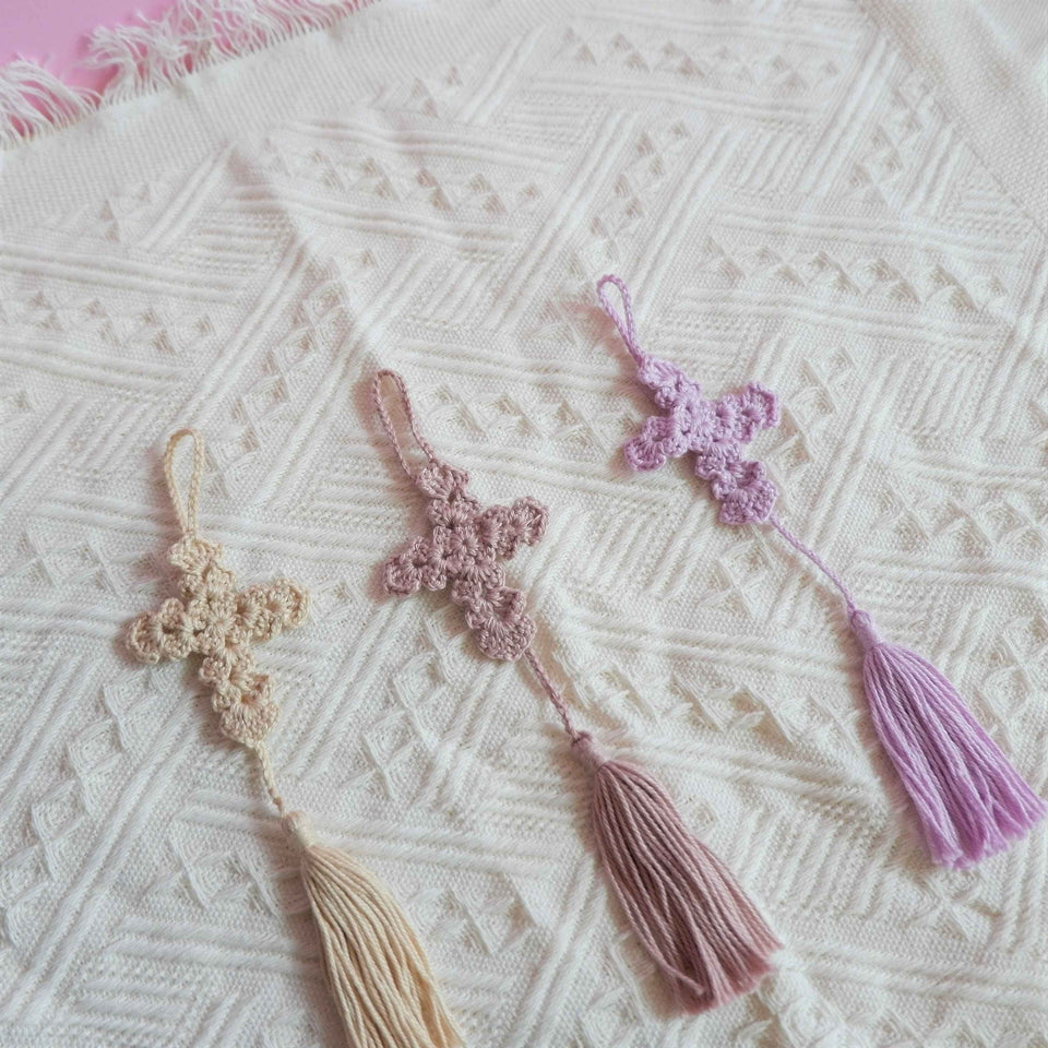 Car Mirror Accessories- Crochet Cross with Tassels