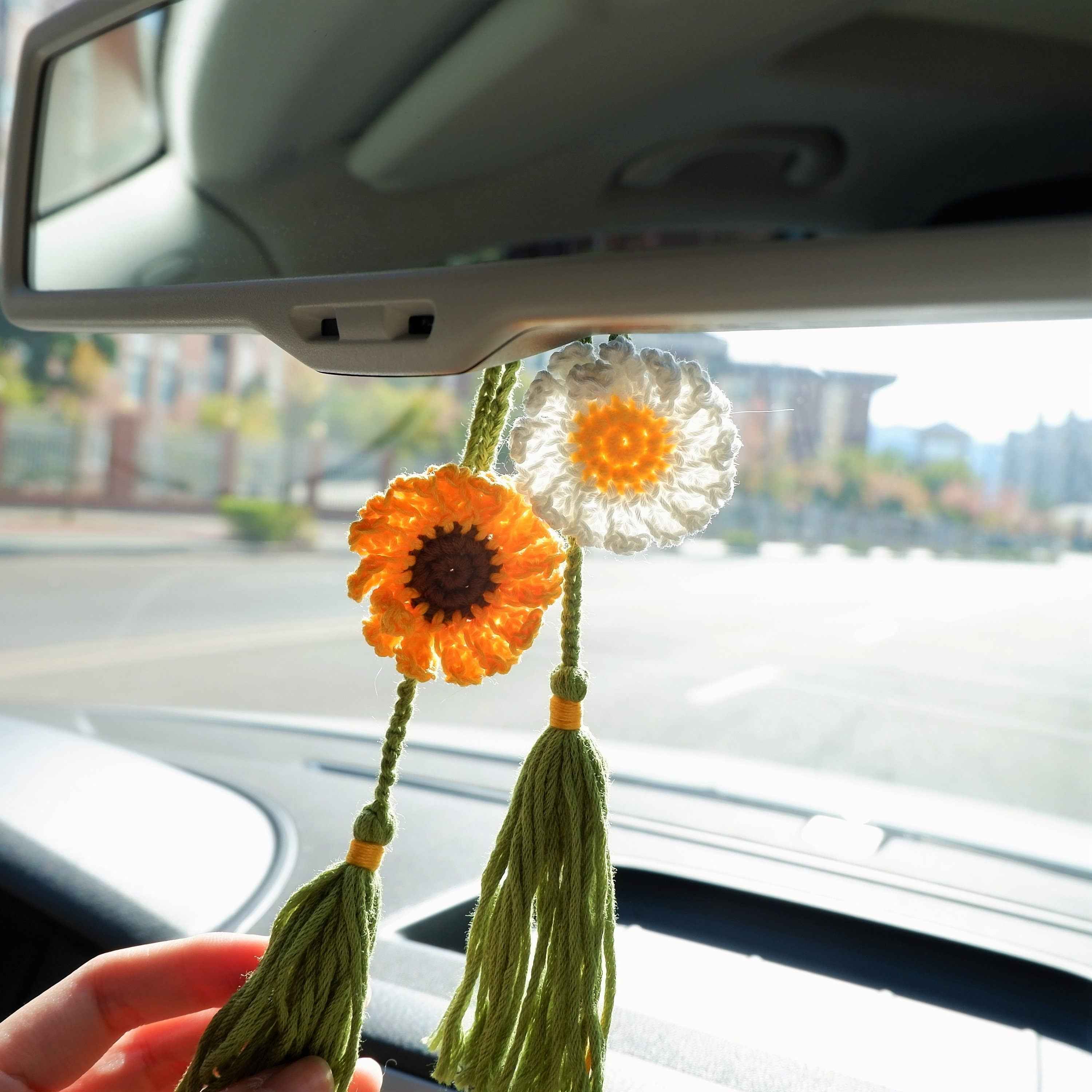 2Pcs Car Mirror Accessories with tassel