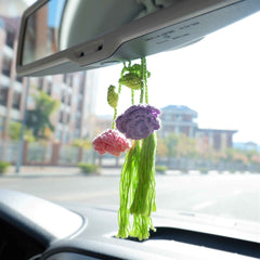 2Pcs Crochet Car Mirror Accessories- Roses