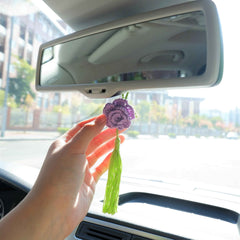 2Pcs Crochet Car Mirror Accessories- Roses