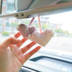 2Pcs Car Mirror Accessories- Crochet Hearts Wings