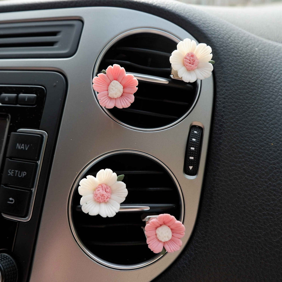 Clay cherry blossom car vent clip air freshener set for spring car decor