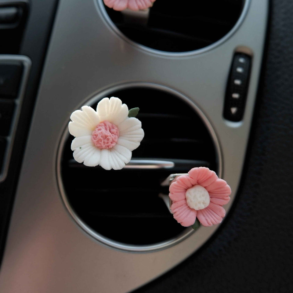 Pink sakura flower car air freshener vent clips for floral car accessories