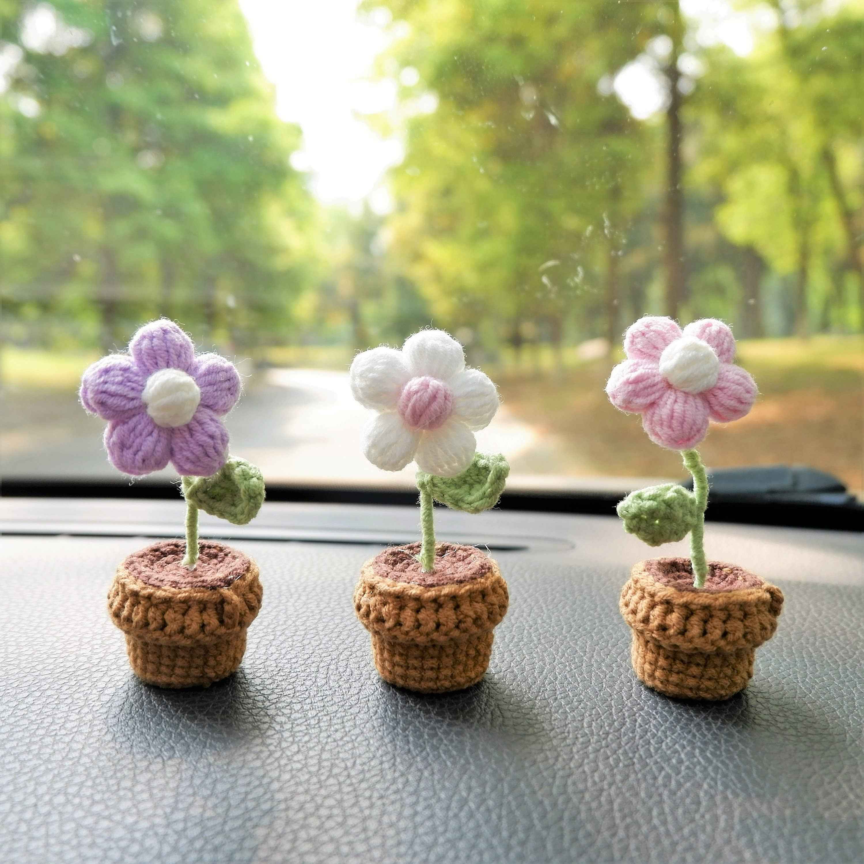 3pcs/2Pcs Car Accessories- Mini Potted Fluffy Flower