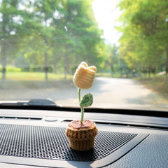 3pcs/2Pcs Croxhet Car Accessories- Mini Potted Tulip