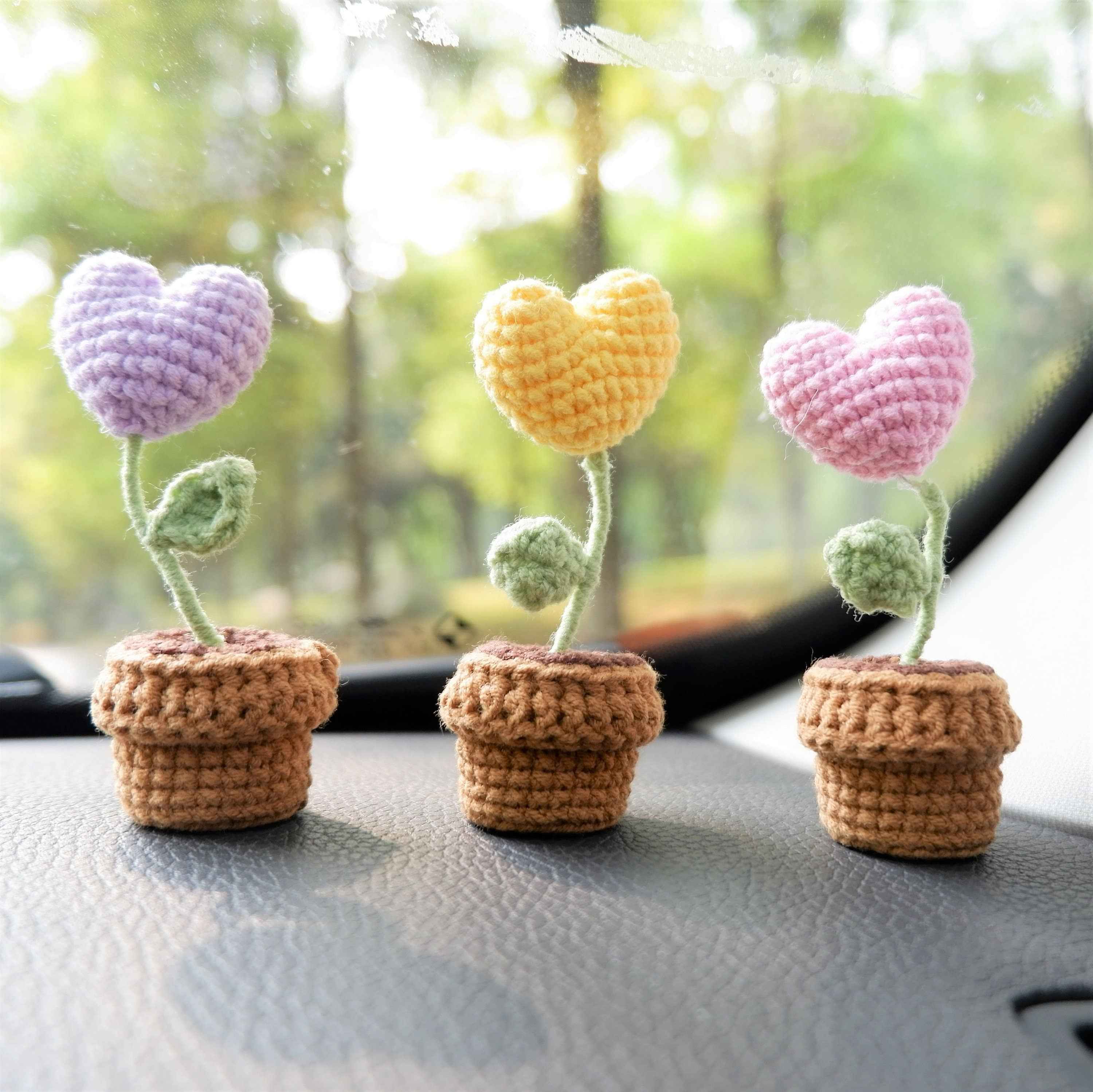 3pcs/2Pcs Car Accessories- Mini Hearts Flower