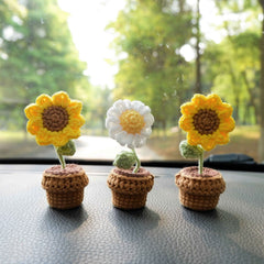 3pcs/2Pcs Mini Car Accessories- Mini Potted Sunflower/Daisy