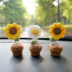3pcs/2Pcs Mini Car Accessories- Mini Potted Sunflower/Daisy