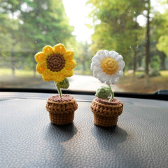3pcs/2Pcs Mini Car Accessories- Mini Potted Sunflower/Daisy