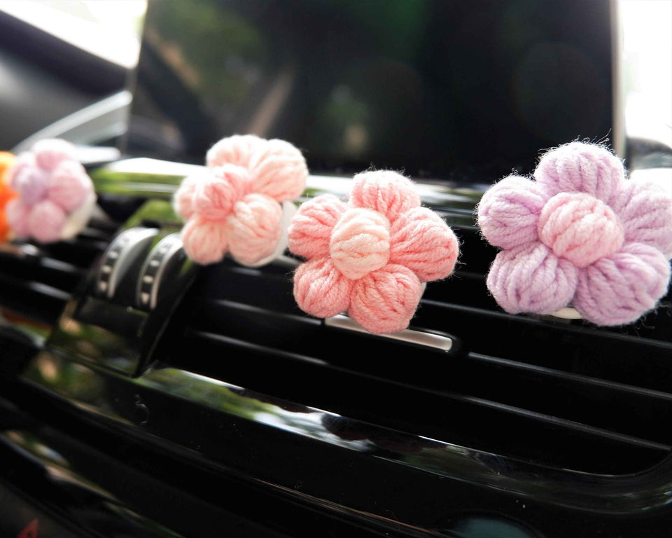 Cute crochet flower diffuser clip gift for car decor lovers