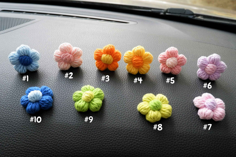 Handmade flower vent clip accessory for soft car interior styling