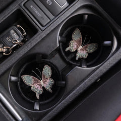Embroidered Butterfly Car Coasters - Set of 2