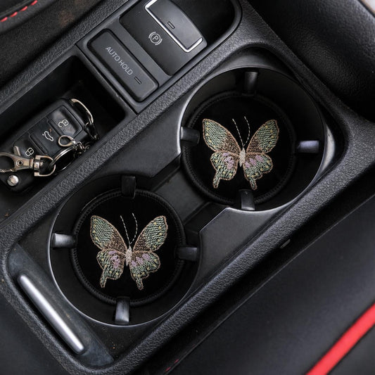 Embroidered Butterfly Car Coasters - Set of 2 - image 2