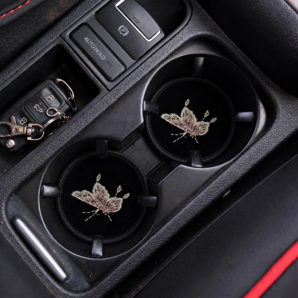 Embroidered Butterfly Car Coasters - Set of 2 - image 5