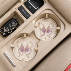 Embroidered Butterfly Car Coasters - Set of 2 - image 10