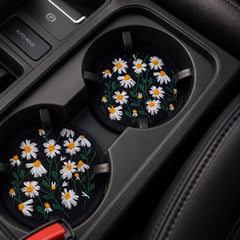 Embroidered Daisy Car Coasters - Set of 2 - image 3
