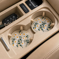Embroidered Daisy Car Coasters - Set of 2 - image 9
