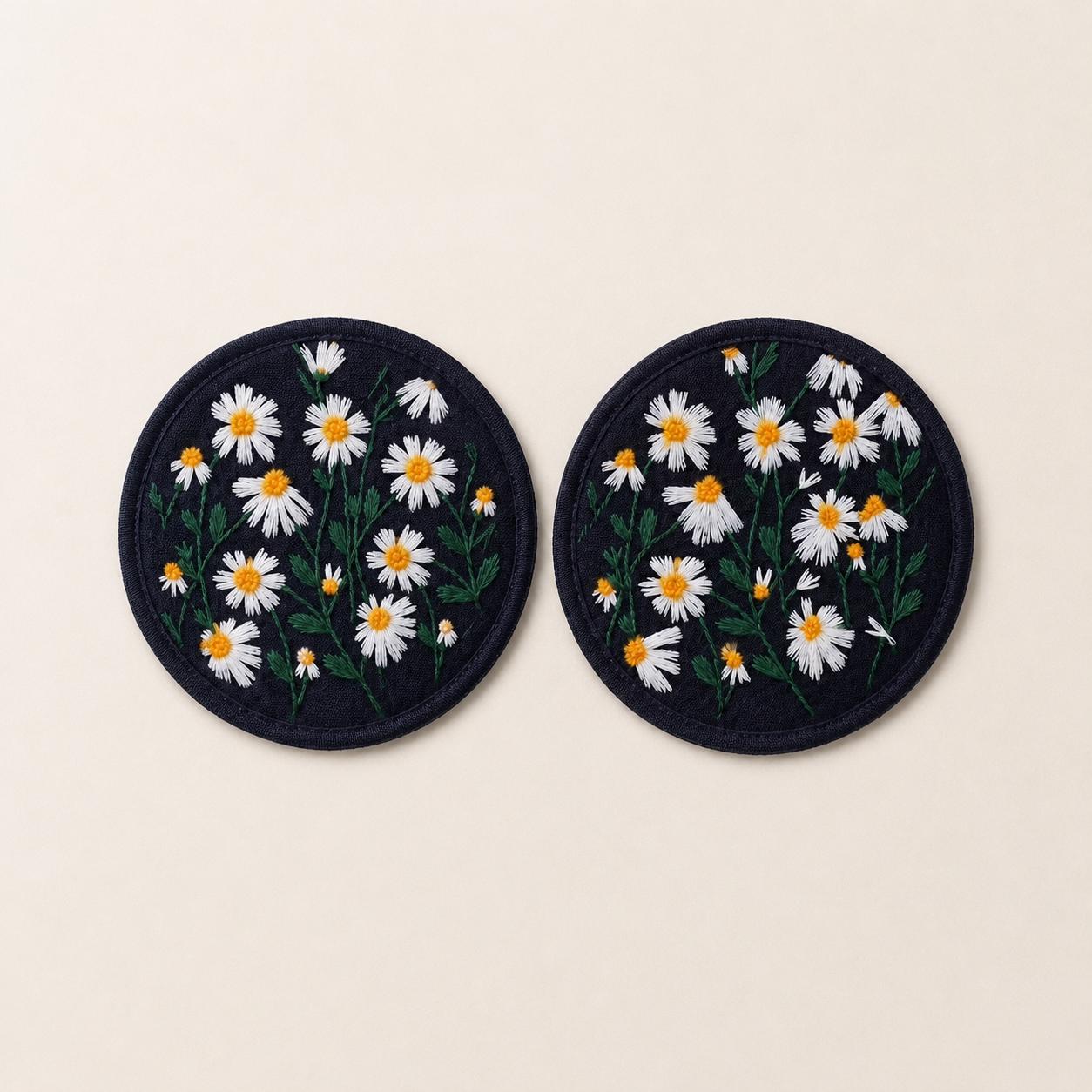 Embroidered Daisy Car Coasters - Set of 2 - image 10